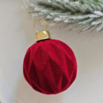 4cm Red Flocking Christmas Ball Ornament - 图片 5