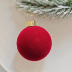 4cm Red Flocking Christmas Ball Ornament - 图片 6