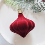 6cm Red Rose Shiny Flocking Christmas Ball Ornament - Image 5