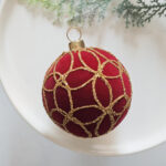 6cm Red Paiting Flocking Christmas Ball Ornament - Image 6
