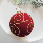 6cm Red Paiting Flocking Christmas Ball Ornament - Image 7