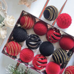 6cm Red S-Shape Hollow Flocking Christmas Ball Ornament - Image 2