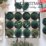 6cm Green S-Shape Hollow Flocking Christmas Ball Ornament