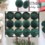 6cm Green Rose Shiny Flocking Christmas Ball Ornament