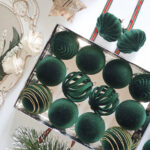 6cm Green S-Shape Hollow Flocking Christmas Ball Ornament - Image 2
