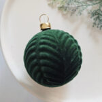 6cm Green S-Shape Hollow Flocking Christmas Ball Ornament - Image 3