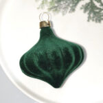 6cm Green Rose Shiny Flocking Christmas Ball Ornament - Image 3