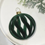 6cm Green S-Shape Hollow Flocking Christmas Ball Ornament - Image 5