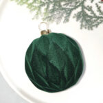6cm Green Rose Shiny Flocking Christmas Ball Ornament - Image 5