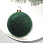 6cm Green Rose Shiny Flocking Christmas Ball Ornament - Image 6