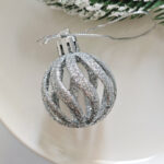 4cm Sliver S-shaped openwork Christmas Ball Ornamnets - Image 6