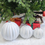 12cm/15cm/20cm Sliver Pumpkin paiting Pearl Christmas Ball Ornament - 图片 4
