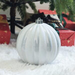 12cm/15cm/20cm Sliver Pumpkin paiting Pearl Christmas Ball Ornament - 图片 6
