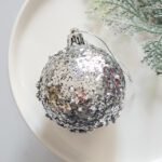 6cm Sliver Sequins Christmas Ball Ornament - Image 4
