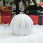 12cm/15cm/20cm Sliver Pumpkin paiting Pearl Christmas Ball Ornament - 图片 5