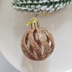 4cm Champagne-gold S-shaped openwork Christmas Ball - Image 6