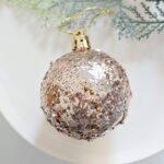 6cm Champagne-gold Sequins Christmas Ball Ornament - Image 4