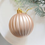 6cm Champagne-gold Sequins Christmas Ball Ornament - Image 3