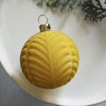 6cm Yellow S-Shape Hollow Flocking Christmas Ball Ornament - Image 4