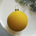6cm Yellow S-Shape Hollow Flocking Christmas Ball Ornament - Image 5