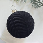 6cm Black S-Shape Hollow Flocking Christmas Ball Ornament - 图片 5
