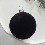 6cm Black S-Shape Hollow Flocking Christmas Ball Ornament - 图片 4