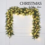 Five furcation double color PE garland with cones and warm white LED