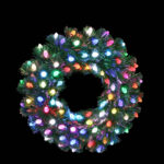 Green PVC multicolor LED torx tip fiber optic wreath with plastic cones - Image 2