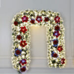 Green PVC warm white LED fiber optic garland with ornament - Image 2