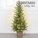 PE+PVC sharp tip Christmas potted tree with warm white LED