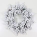 PE+Pine needle snow wreath with cones and warm white light - 图片 2