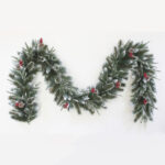 PE+Pine needle+PVC mixed garland with cones red berries warm white LED - Image 2