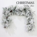 PE+Pine needle+PVC mixed snow garland with cones and warm white LED