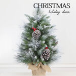 PE+pine needle+PVC round tip potted tree with cones and red berries