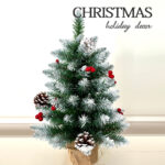 PVC sharp tip table tree with cones and red berries