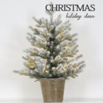 Pre-lit five furcation PE snowy potted tree