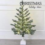 Pre-lit flocked five furcation PE table tree