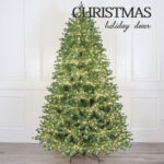 Pre-lit green five furcations PE+PVC mixed tip Christmas tree