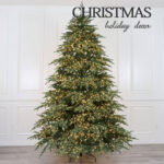Pre-lit seven+five furcations double color PE+PVC sharp tip luxury Christmas tree