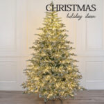 Pre-lit white dot five+seven furcation double color PE Christmas tree with cones