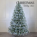 Pre-lit white+green double color five furcations PE+PVC mixed tip Christmas tree