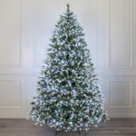 Pre-lit white+green double color five furcations PE+PVC mixed tip Christmas tree - Image 2