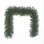 Prelit five furcations PE garland with cones and red berries - Image 2