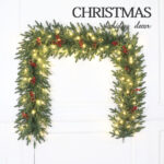 Prelit five furcations PE garland with cones and red berries