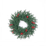 Prelit five furcations PE wreath with cones and red berries - Image 2