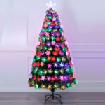 Green PVC red/blue circle flash LED+red/green circle flash LED torx tip fiber optic tree with snowflake - Image 2