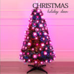 Green PVC red/blue gradual changing LED fiber optic tree with ornament