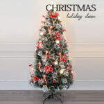 White edge PVC+flocked pine needle mixed tip warm white  LED fiber optic tree with ornament