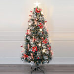 White edge PVC+flocked pine needle mixed tip warm white  LED fiber optic tree with ornament - Image 2