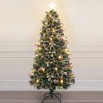 White edge PVC+white paint pine needle +PE mixed tip warm white LED fiber optic tree with ornament - 图片 2